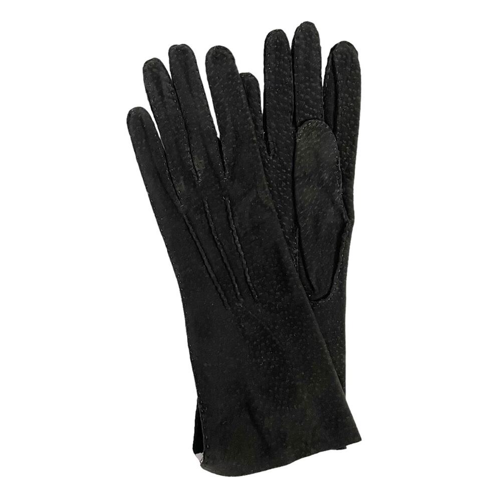 NWT Vintage Black Suede Carpincho (Capybara) Leather Gauntlet Gloves Size 7